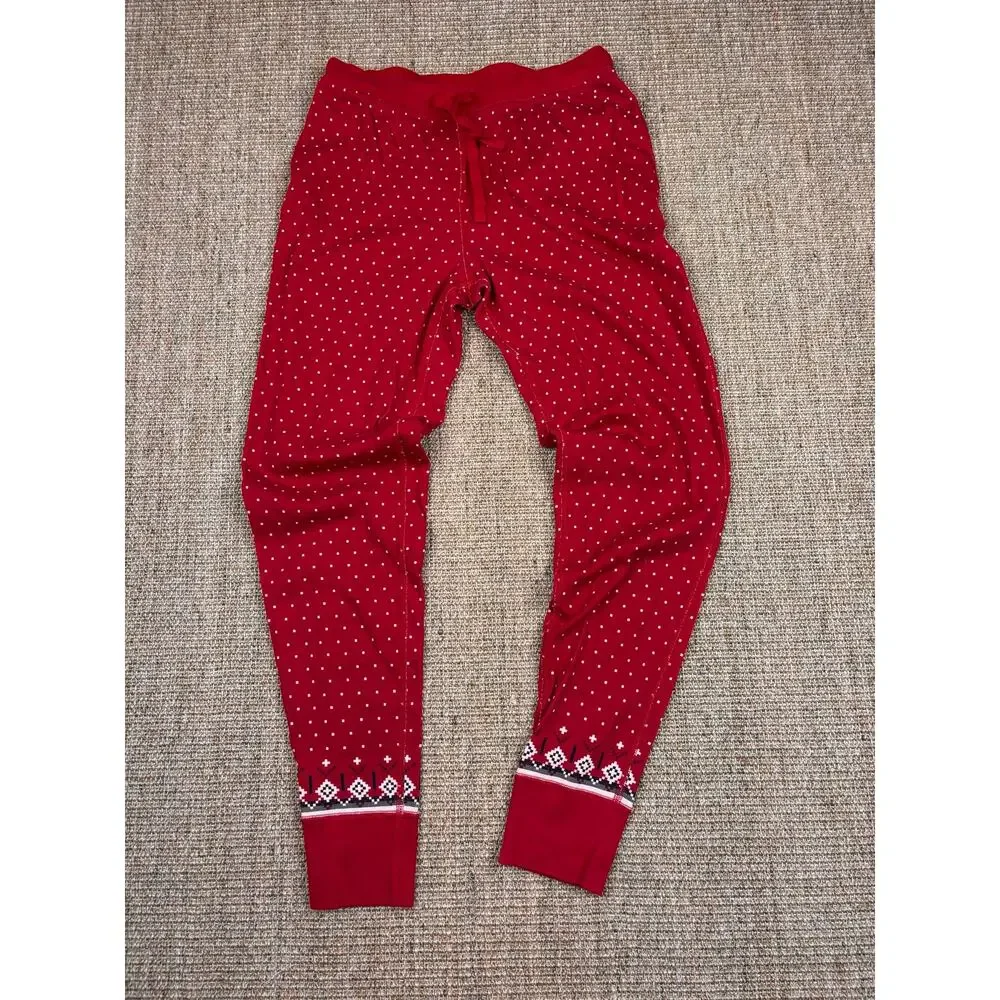 🎄 Hanna Andersson Womens Heritage Fair Isle Organic Cotton Pajama Set | M | Red